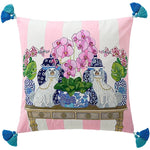 Housse de Coussin Ton Rose et Blanc L'Orchidée et les Pekinois - Vignette | Gellone