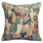 Housse de Coussin Bleu Canard et Beige   Les Oiseaux - Vignette | Gellone