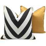 Housse de Coussin 45x45 Blanc Noir et or Geometrique   Chevron d'Or - Vignette | Gellone