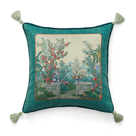 Housse de Coussin 45x45 Art Déco Bleu <br> Le Jardin des Jardins