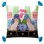 Housse de Coussin Vert et Blanc   Les Pekinois de Madame Li - Vignette | Gellone