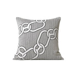 Housse de Coussin Couleur Blanc et Gris   Chaines de Coton - Vignette | Gellone