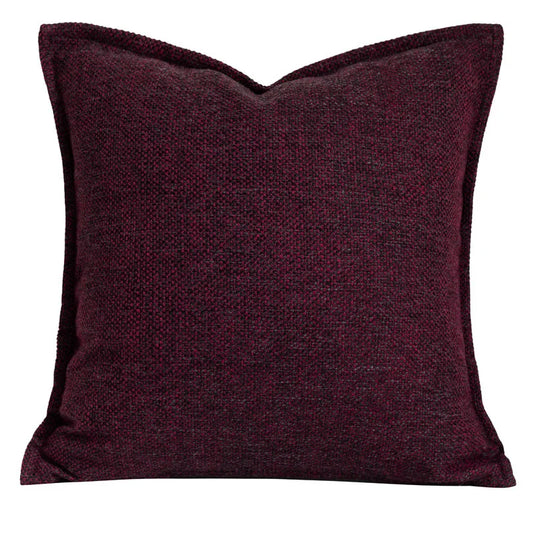 Housse de Coussin 45x45 cm Bordeaux Uniquement avec une texture visible de couleur bordeaux foncé, sans motifs ni textes. Le style est simple et minimaliste, mettant en avant la texture du tissu et la richesse de la couleur - de face 