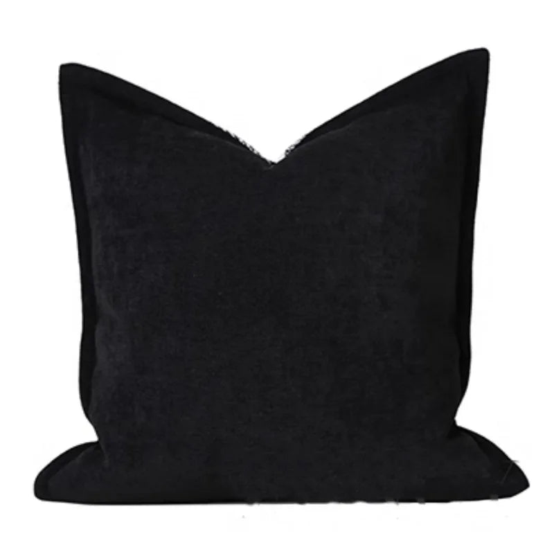 Housses de Coussins Noir et Blanc décoratif carré avec un motif géométrique noir et blanc en croix - de dos