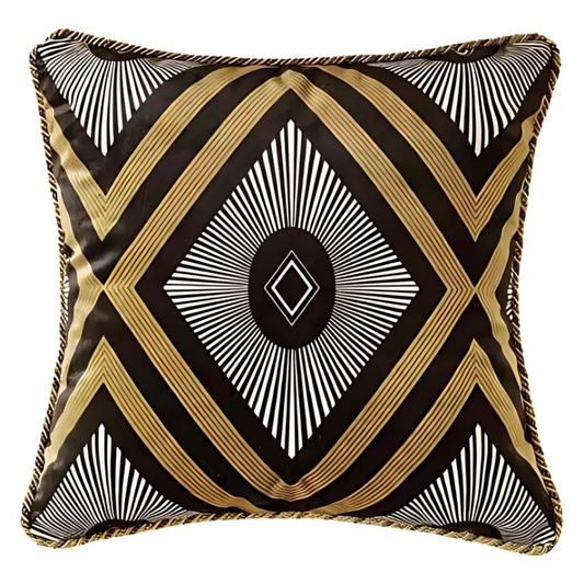 Housse de Coussin Noir Blanc Doré </br> Kaléïd'or