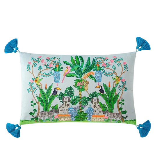 Housse de Coussin Rectangulaire en Velours avec Motifs </br> Jardin Sauvage